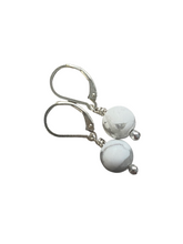 White Turquoise Lever Back Earrings