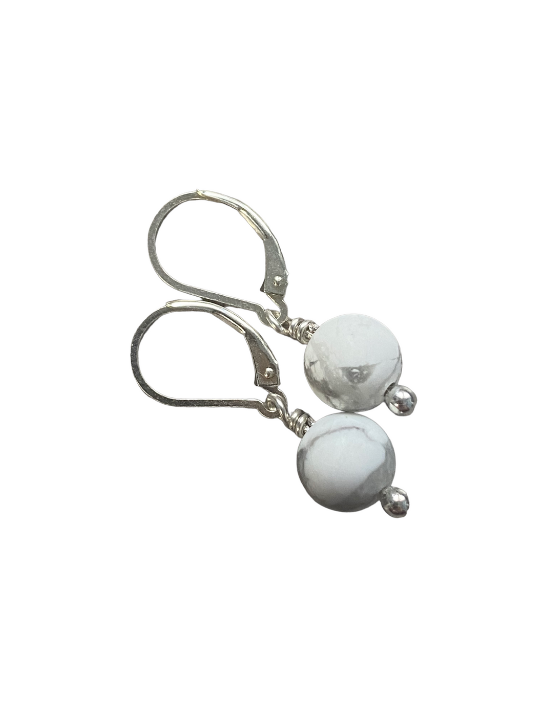 White Turquoise Lever Back Earrings
