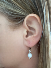 White Turquoise Lever Back Earrings